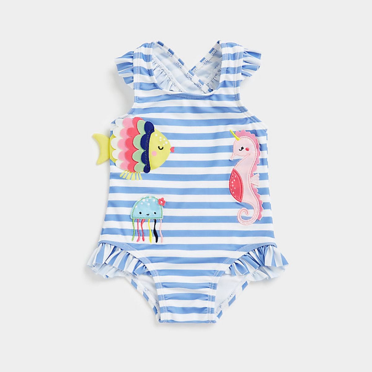 Mothercare Baby Girl Swimwear Stripe Fish Swimsuit Mothercare